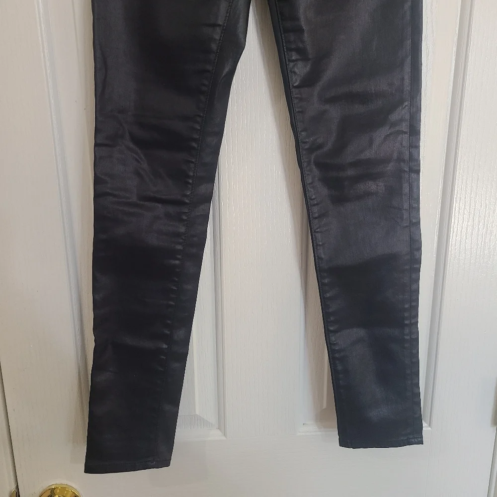 AG The Legging Ankle Super Skinny Black Coated Jeans Size 25